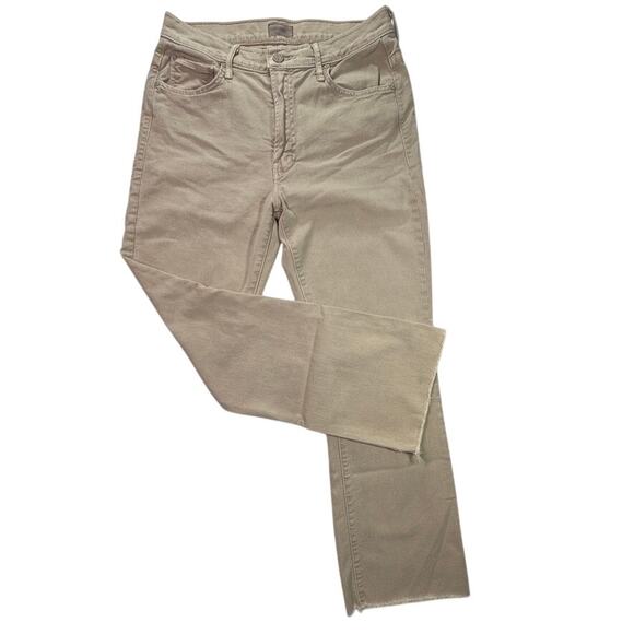 Mother The Insider Ankle Fray Jeans Chalk It Up Tan Crop Raw Hem Size 30 - Picture 1 of 16